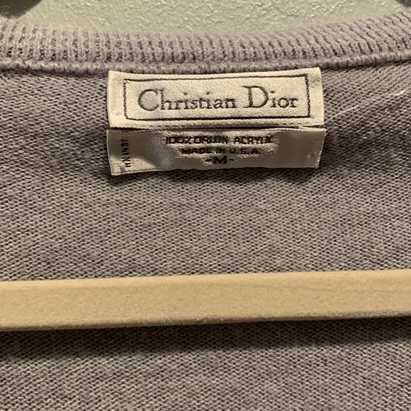 Vintage Christian Dior Classic Gray Knitwear Men’s V Neck Sweater Made in USA - Picture 2 of 12